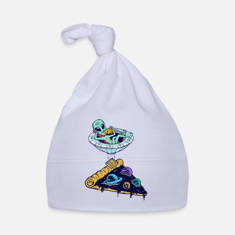 Alien eating pizza Organic Baby Cap