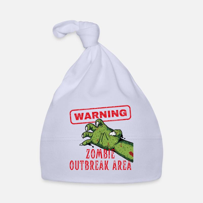 Warning Zombie Outbreak Area Brain Eater Organic Baby Cap