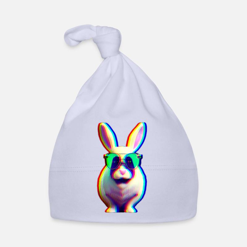 cool rabbit - glitch effect rabbit Organic Baby Cap