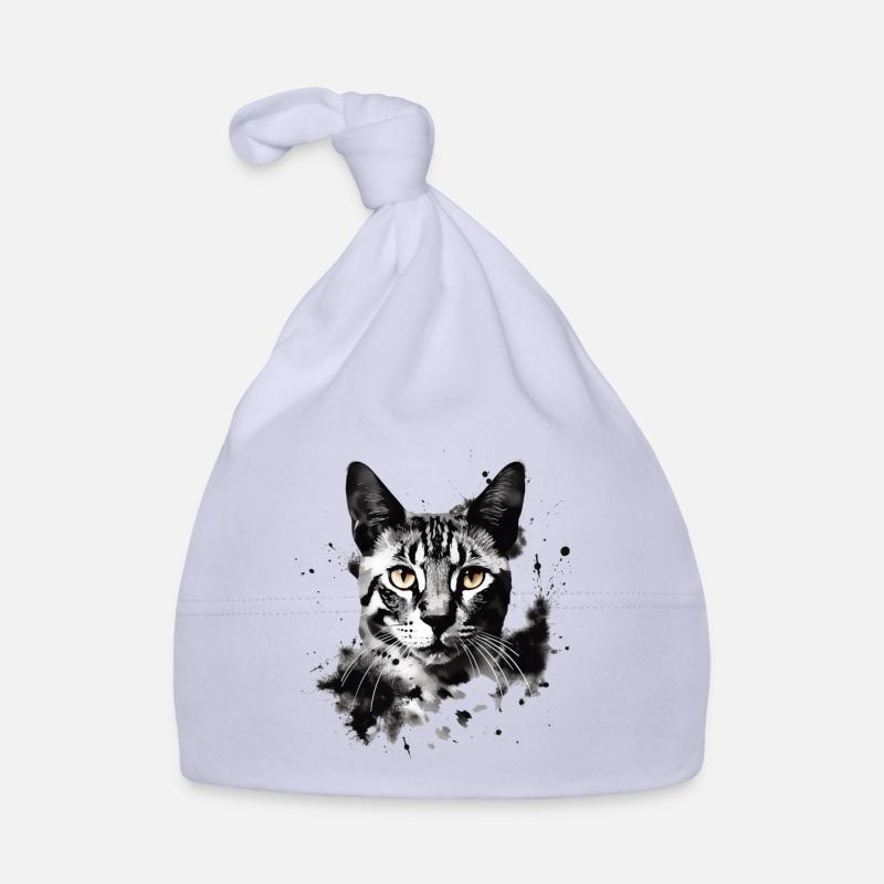 Chat du Bengale dans l’art abstrait en noir et blanc Bonnet bio Bébé
