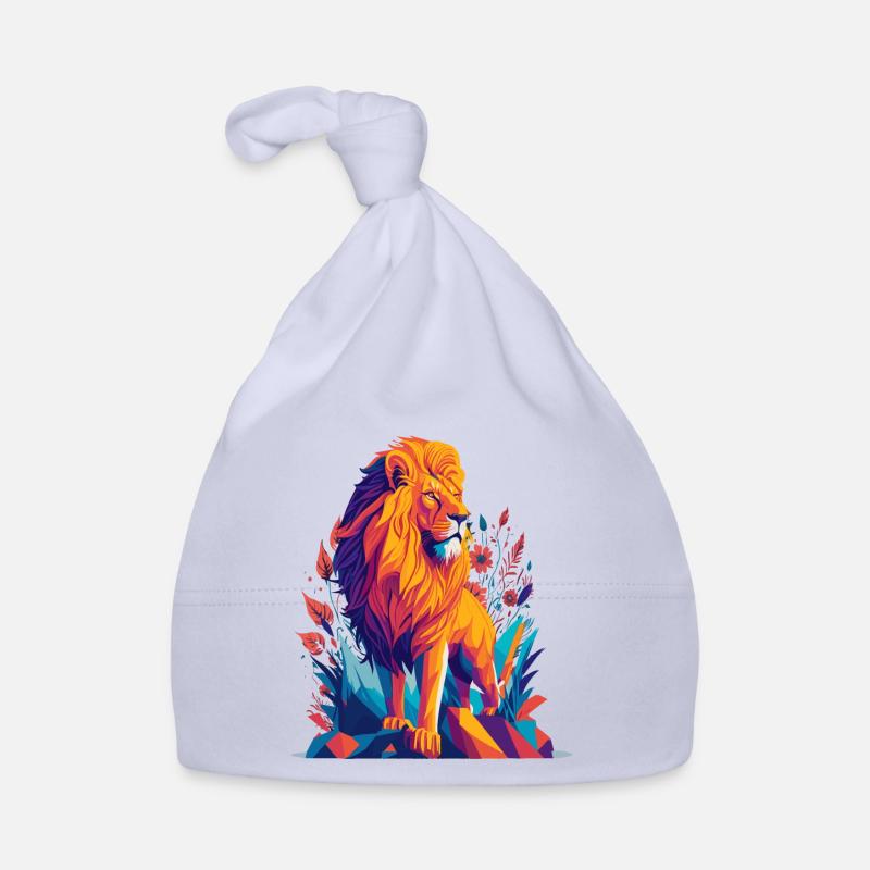 Polygone du Lion - Illustration animale colorée Bonnet bio Bébé