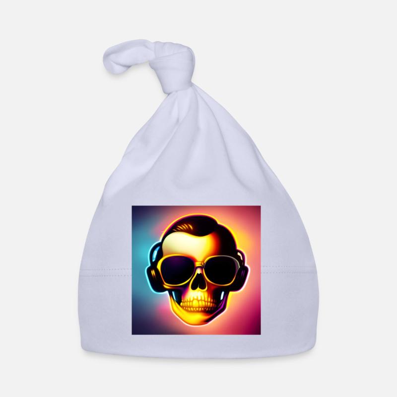 Crâne avec lunettes de soleil & écouteurs - cool-rockig - Bonnet bio Bébé - ciel