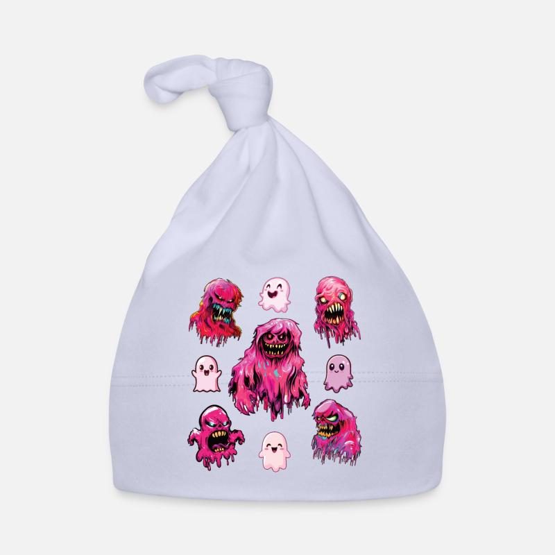 Scary and cute pink ghosts Organic Baby Cap