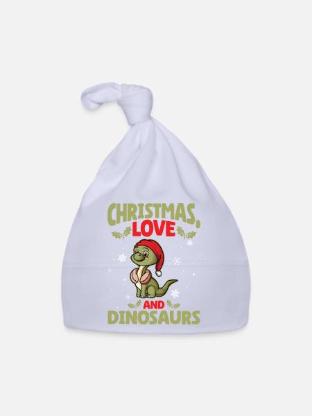 Dino Boy Enfants Noël Amour Dinosaure - Bonnet bio Bébé - ciel - Devant