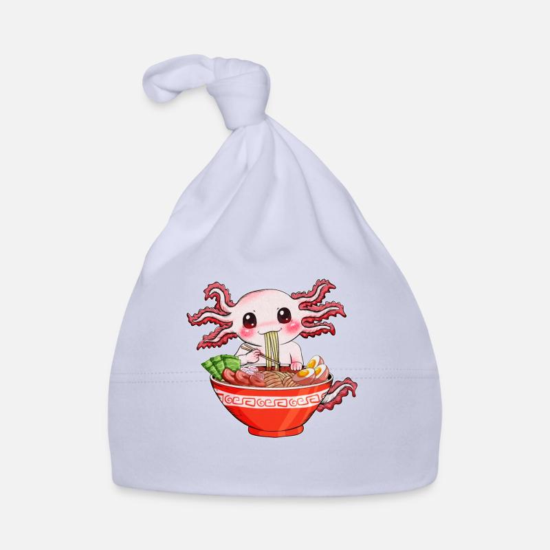 Newt eats, slurps ramen noodles, funny axolotl Organic Baby Cap