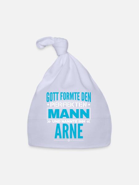 Arne Name Design - Baby Bio-Mütze - Sky - Vorne