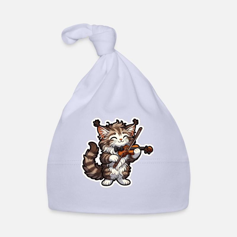 Mignon Maine-Coon jouant du violon Bonnet bio Bébé