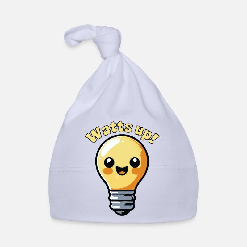 Watts Up Mignon Ampoule Électrique Dessin Animé Jeu De Mots Bonnet bio Bébé