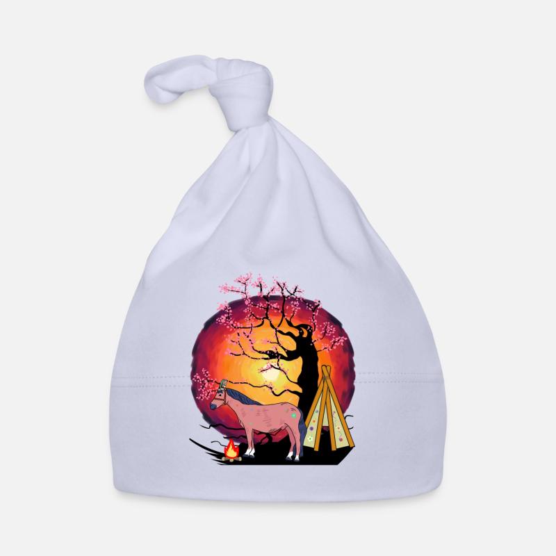 Hippie Cheval Chevaux Tipi Coucher De Soleil Bonnet bio Bébé