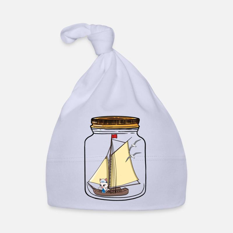 Voilier Navigation Message Dans Une Bouteille Salutations Chat Bonnet bio Bébé