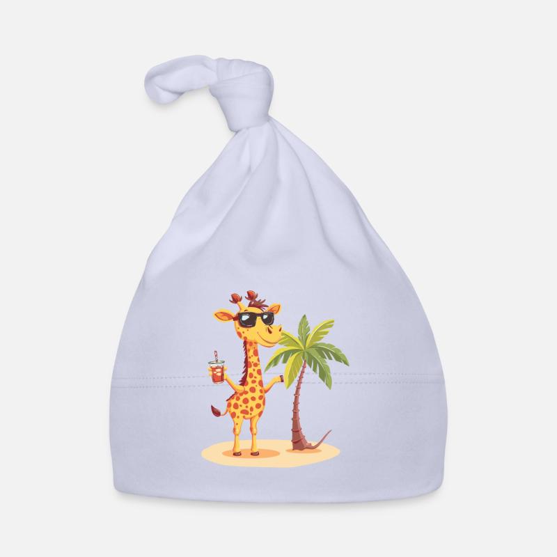 Giraffe Summer Beach Comic Organic Baby Cap
