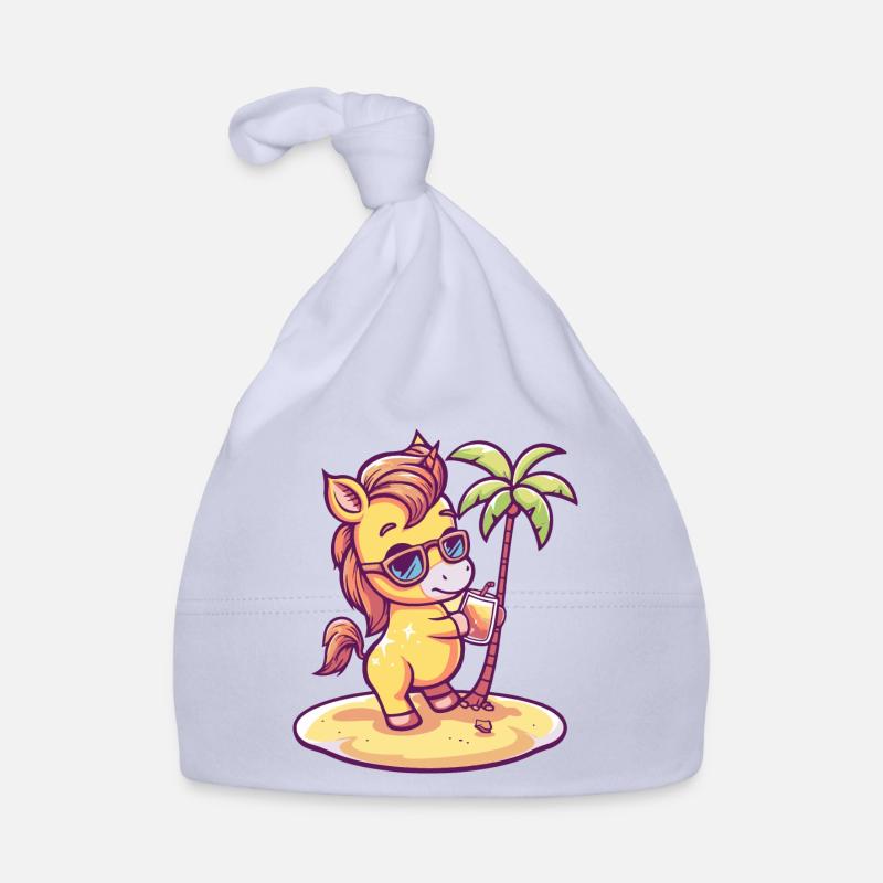 Cheval Été Plage Bande Dessinée Bonnet bio Bébé