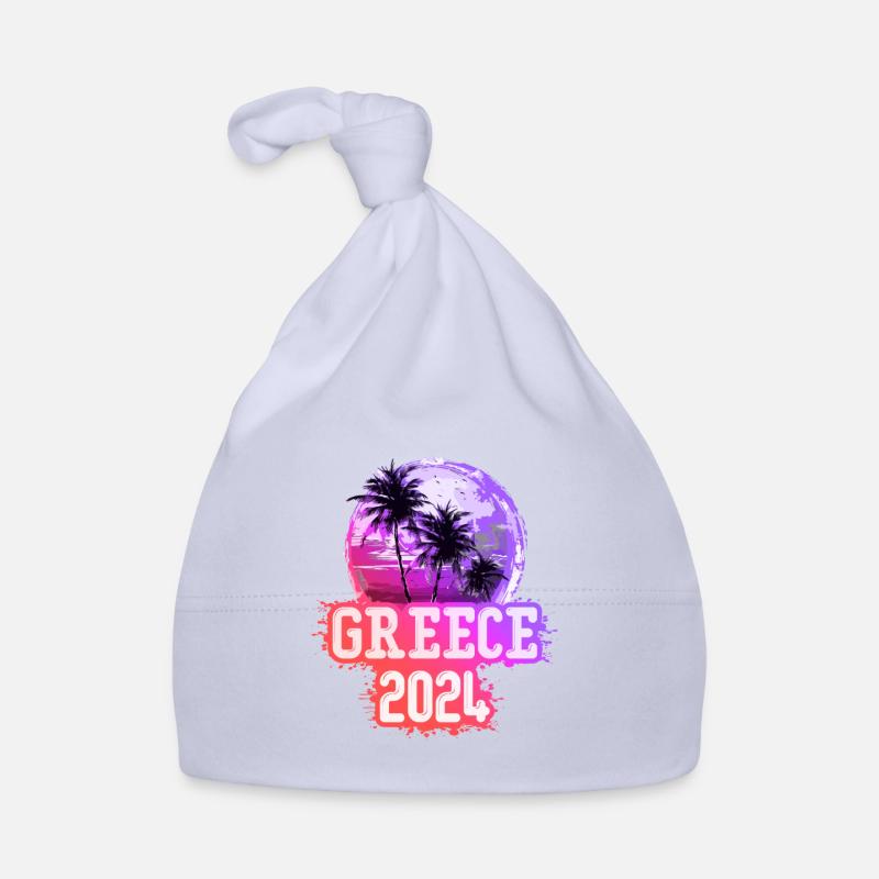 Greece 2024 Palm Trees Organic Baby Cap