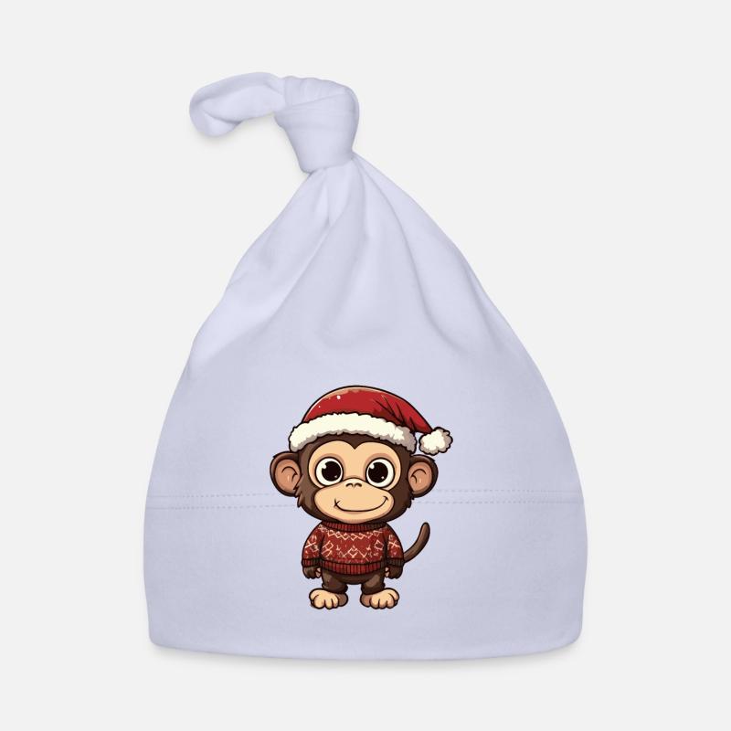 Monkey Christmas Comic Organic Baby Cap