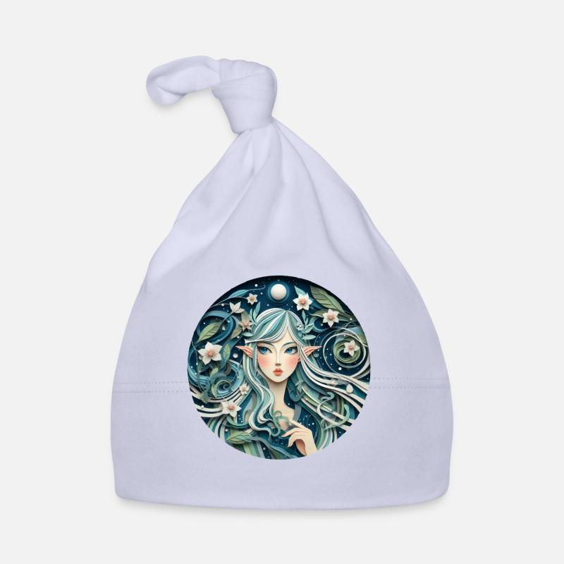 Elfe, Fée, Fantaisie - Bonnet bio Bébé - ciel