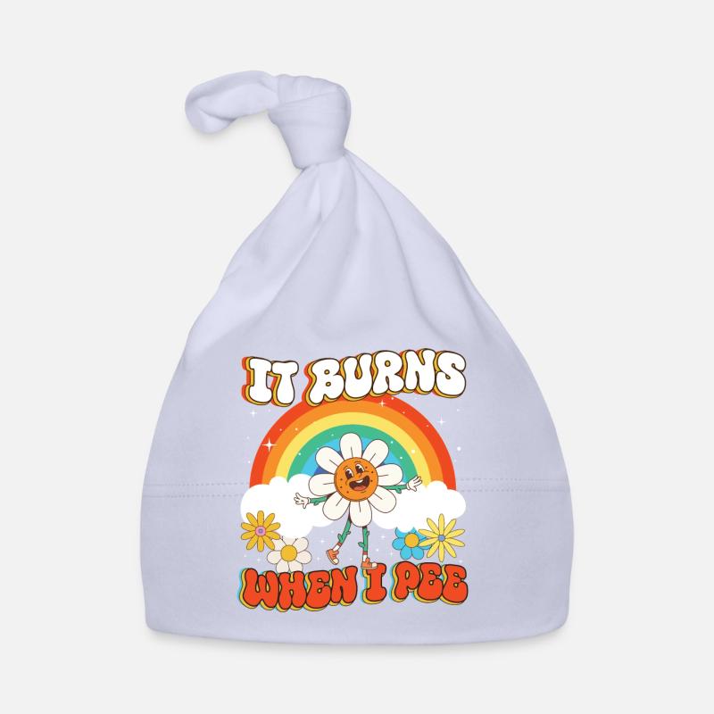 Funny saying "It Burns when I Pee"! Organic Baby Cap
