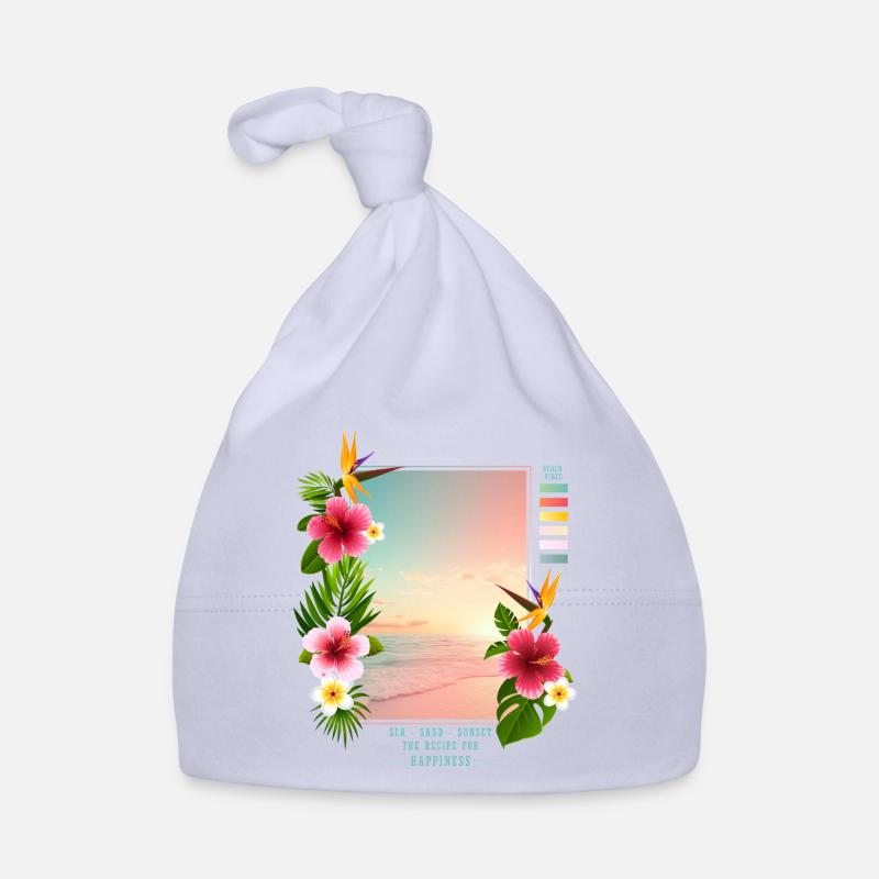Mer - Sable - Coucher de soleil Bonnet bio Bébé