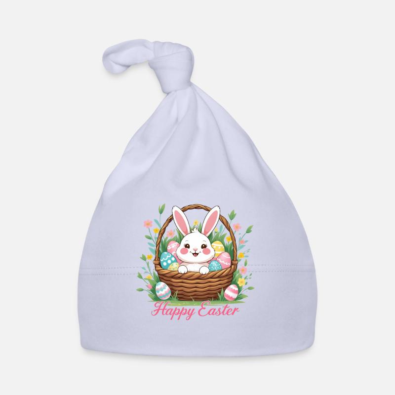 Happy Easter – Cute bunny in Easter basket Organic Baby Cap