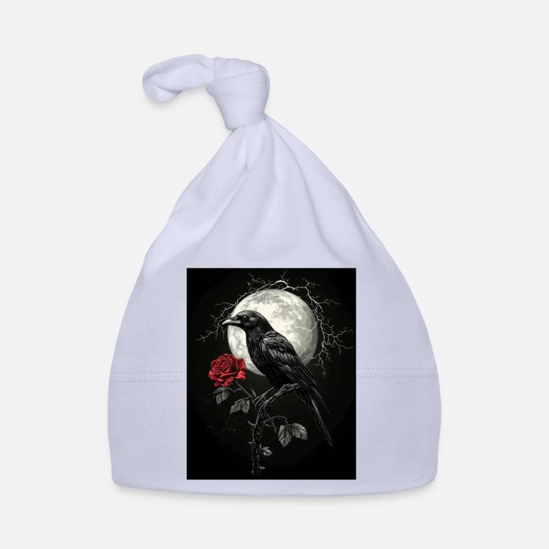 Raven Rose Moon Gloomy Gothic Black Crow Organic Baby Cap