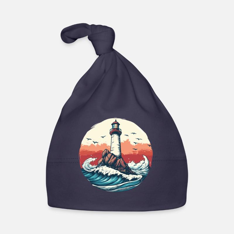Phare sur une mer agitée Bonnet bio Bébé