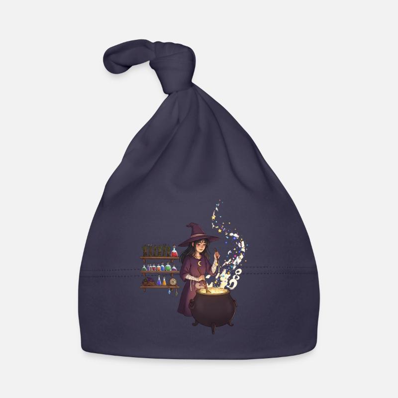 Magical witch casting spells Organic Baby Cap