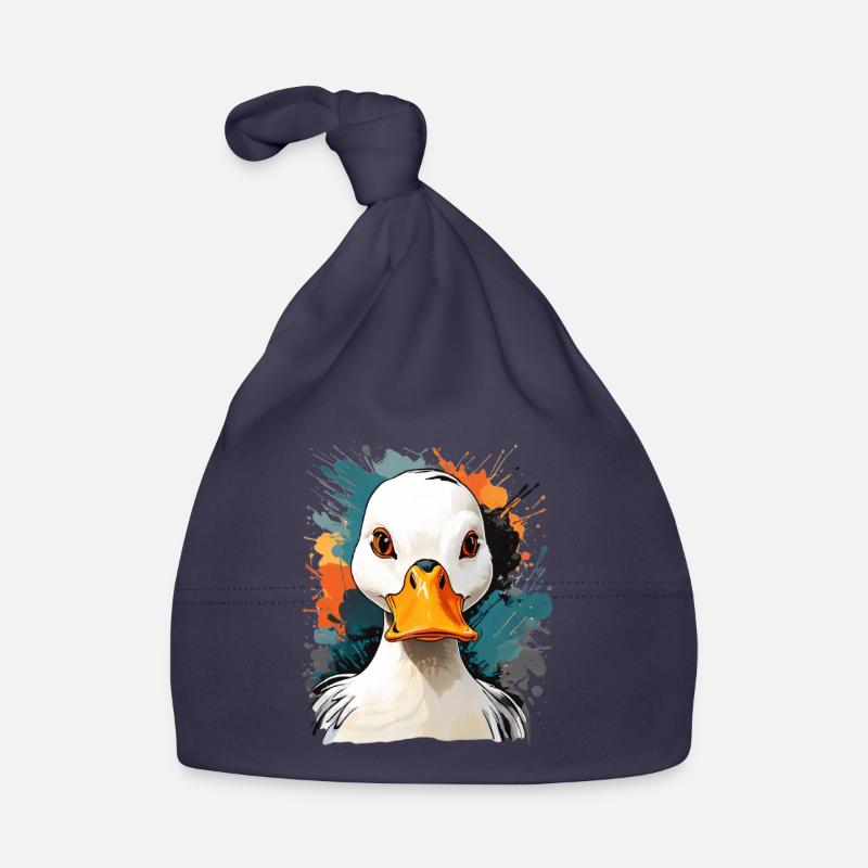 Expressive Goose Portrait with Color Explosions Organic Baby Cap