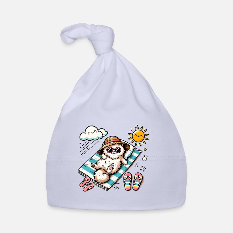 Beach Cat Relaxing Sun Organic Baby Cap