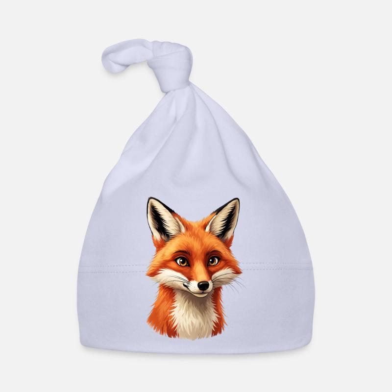 Warming fox head illustration Organic Baby Cap