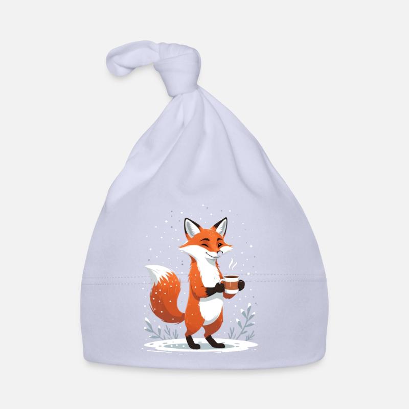 Fuchs mit Kaffee im Winter Baby Bio-Mütze