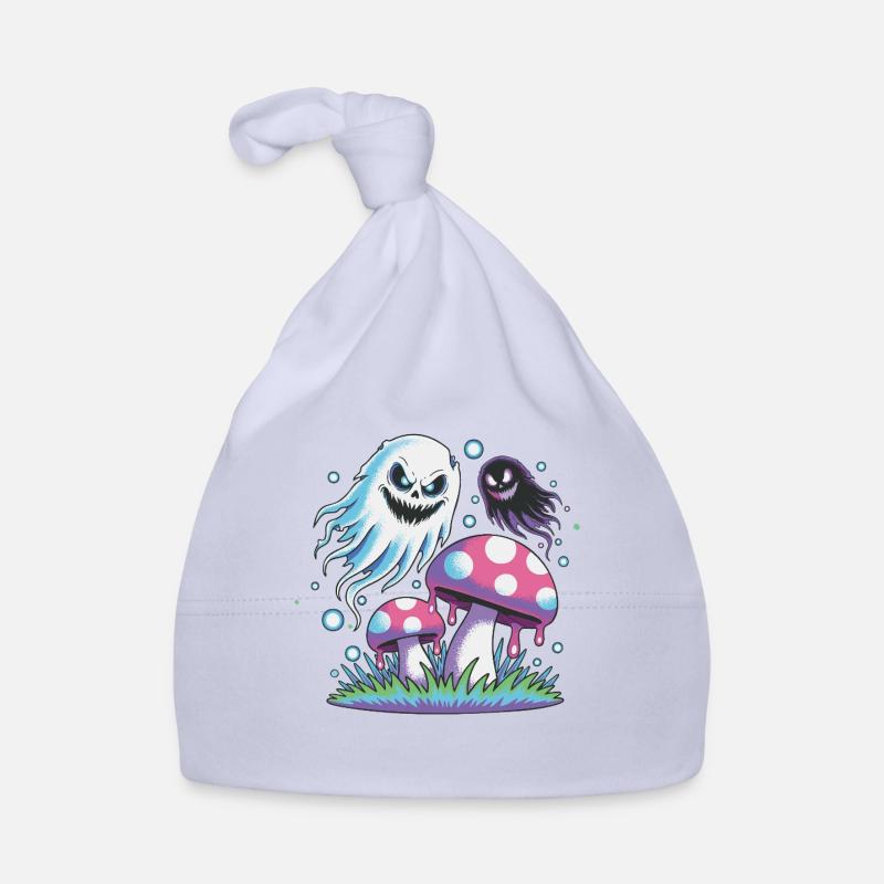 Spooky Ghosts & Mushrooms – Neon Pastel Design Organic Baby Cap