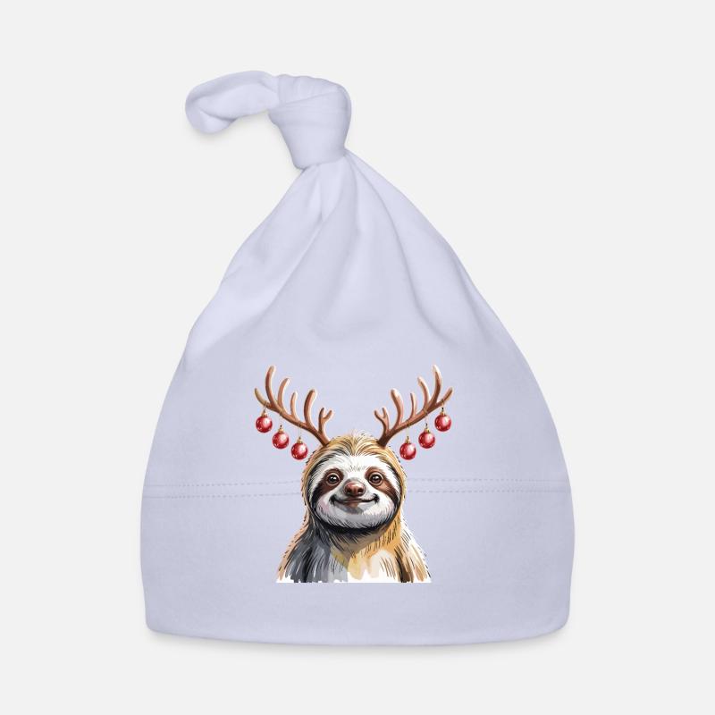 Faultier Mit Rentiergeweih Und Weihnachtskugeln Baby Bio-Mütze