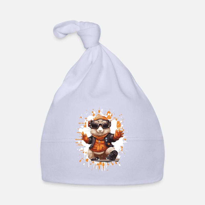Hamster Snowboard Baby Bio-Mütze