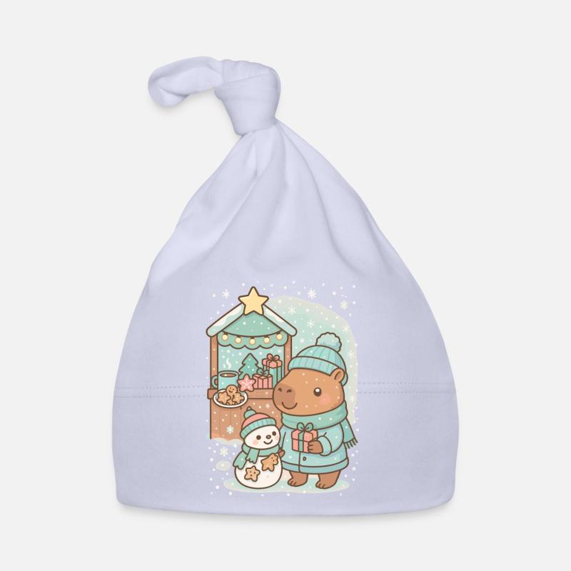 Capybara Weihnachtsmarkt mit Schneemann Baby Bio-Mütze