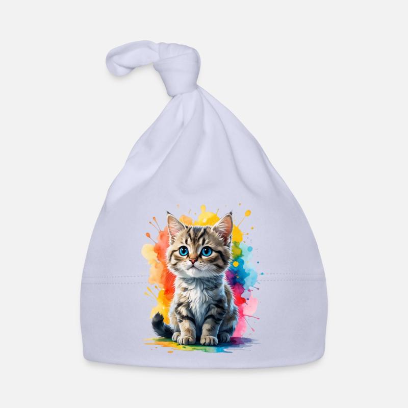 Explosion de couleurs de portrait de chat Bonnet bio Bébé