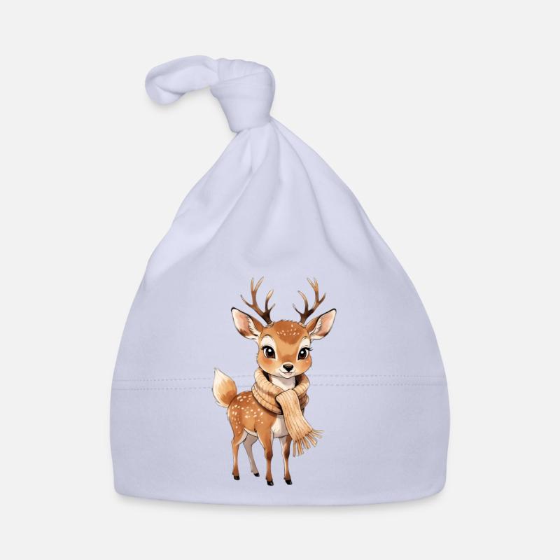 Cerf d’hiver avec écharpe Bonnet bio Bébé