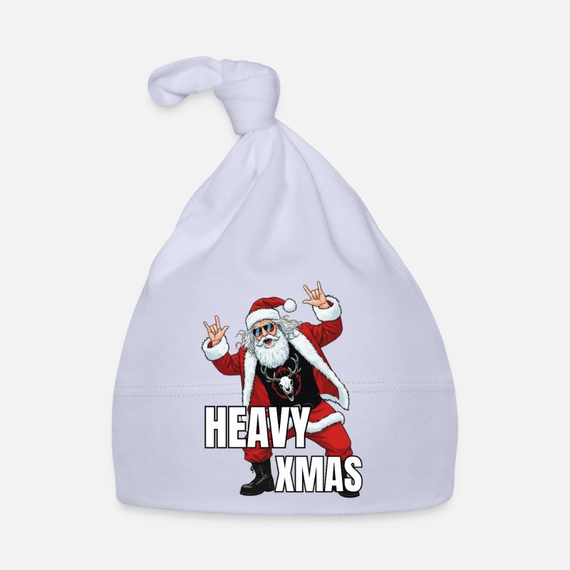 Headbanging Père Noël - Noël lourd - Bonnet bio Bébé - ciel