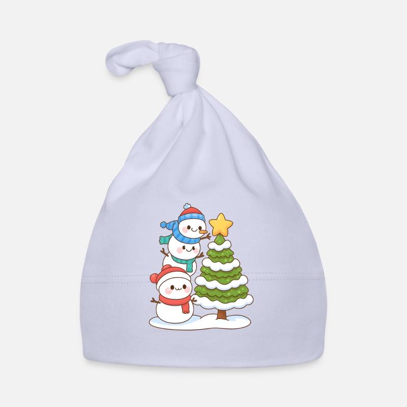 Trio enneigé et breloque sapin de Noël Bonnet bio Bébé