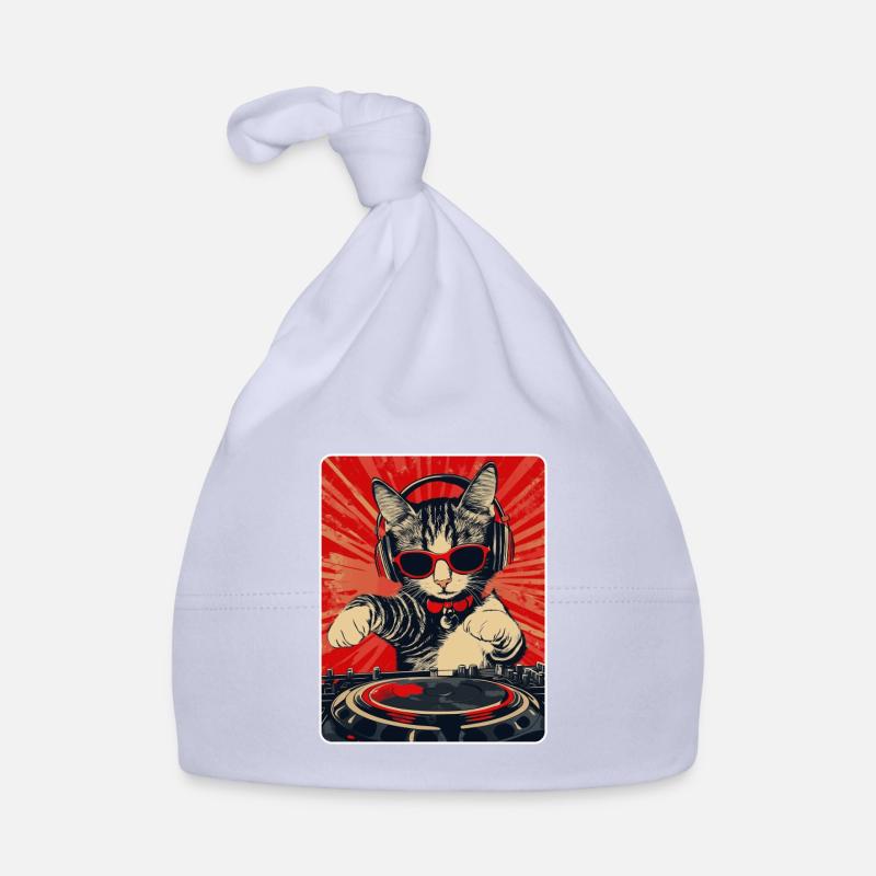 Coole DJ Katze mit Sonnenbrille Baby Bio-Mütze