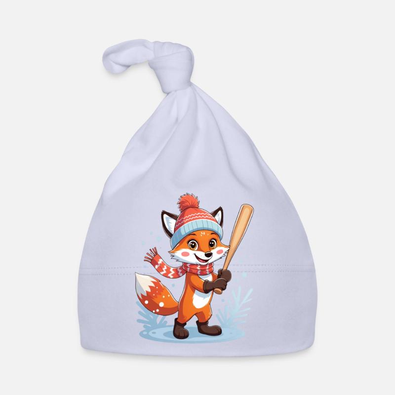 Winter fox illustration with hat and scarf Organic Baby Cap