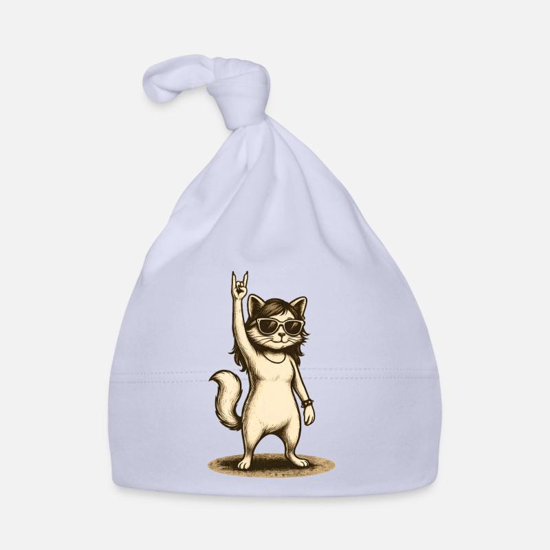 Chat de pierre avec lunettes de soleil Signe de la main Bonnet bio Bébé