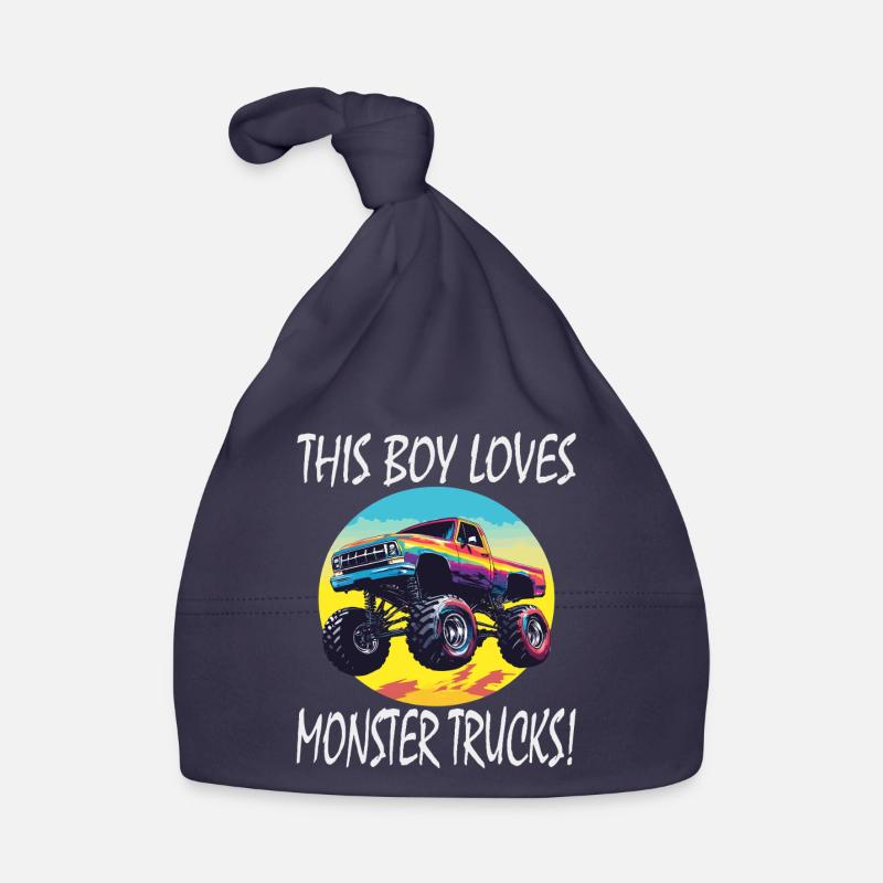 Le garçon adore les monster trucks Bonnet bio Bébé