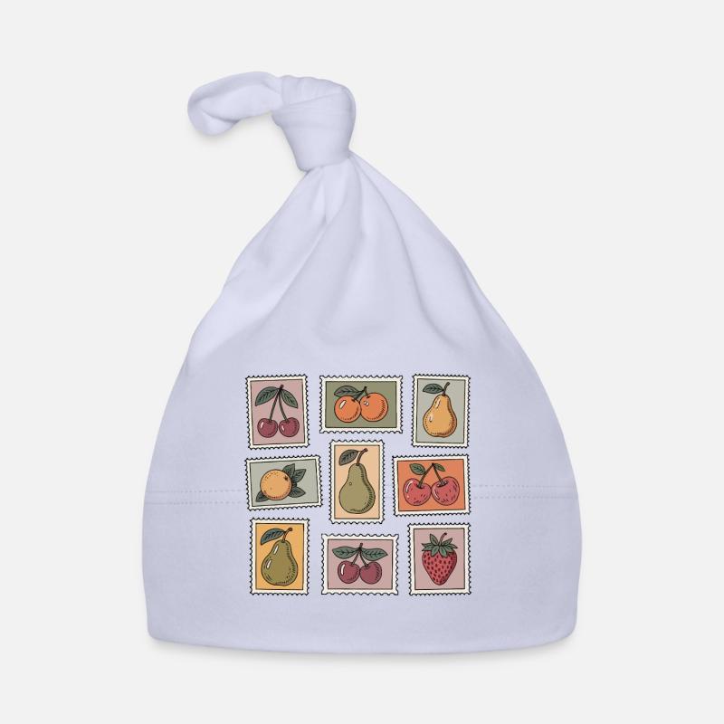 Pastel Fruit Stamp Pattern Organic Baby Cap
