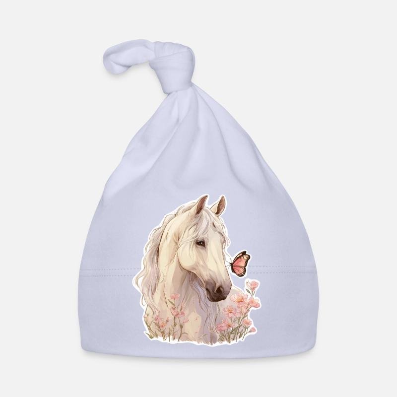 Pferd mit Schmetterling Baby Bio-Mütze
