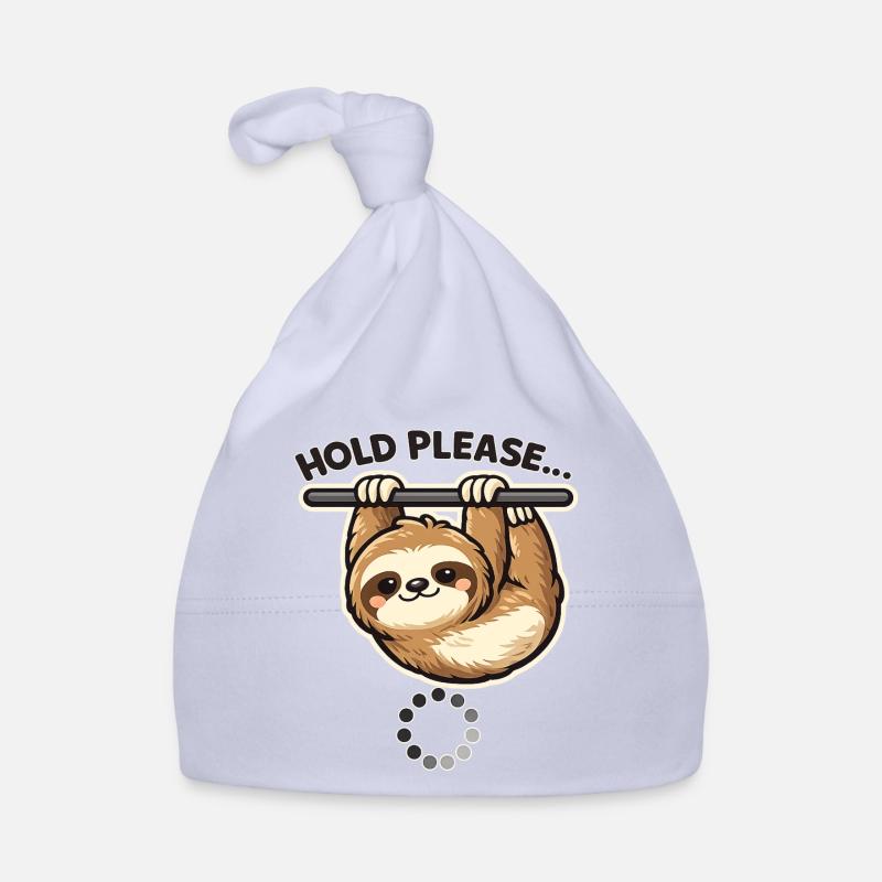 Sloth Please Hold Motif Organic Baby Cap
