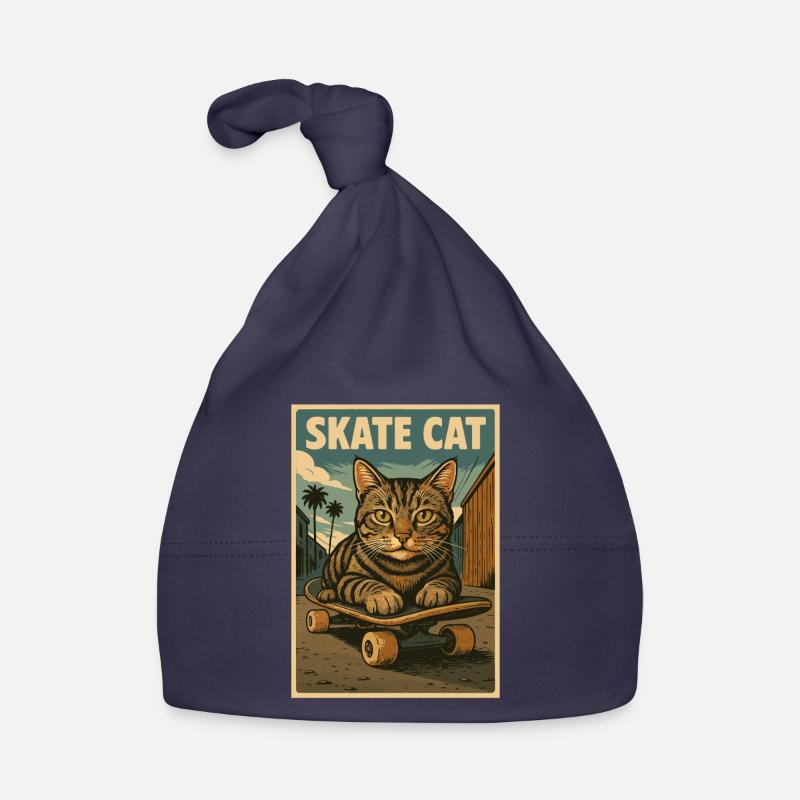 Skate Cat sur une affiche rétro de skateboard Bonnet bio Bébé
