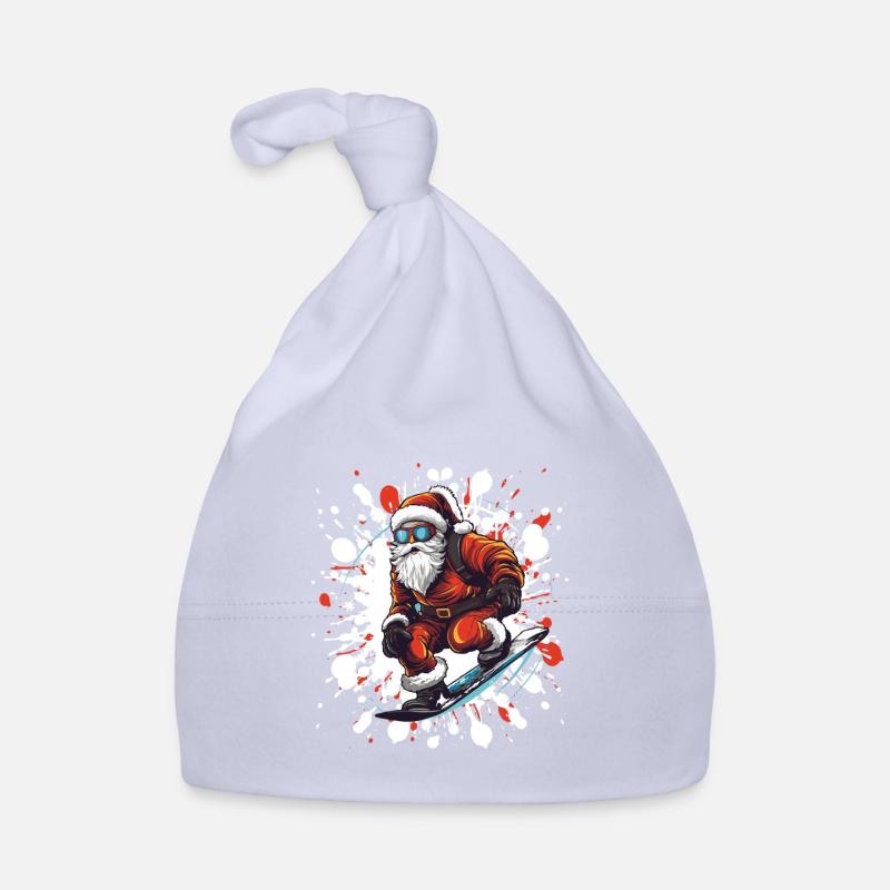 Weihnachtsmann Snowboard Baby Bio-Mütze