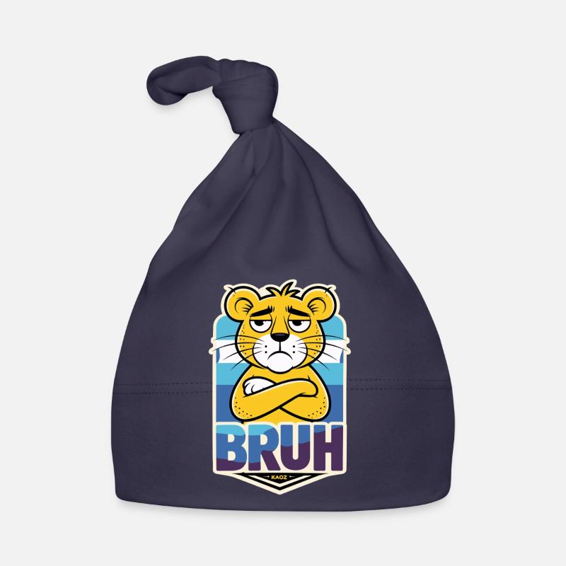 Grim lion with lettering Bruh Organic Baby Cap