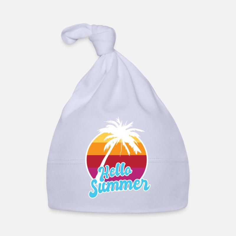 Hello Summer Retro Sunset Palm Art Baby Bio-Mütze