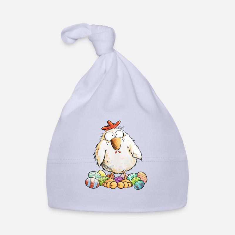 Easter Chicken with Easter Eggs Easter Motif Chickens Fan Organic Baby Cap