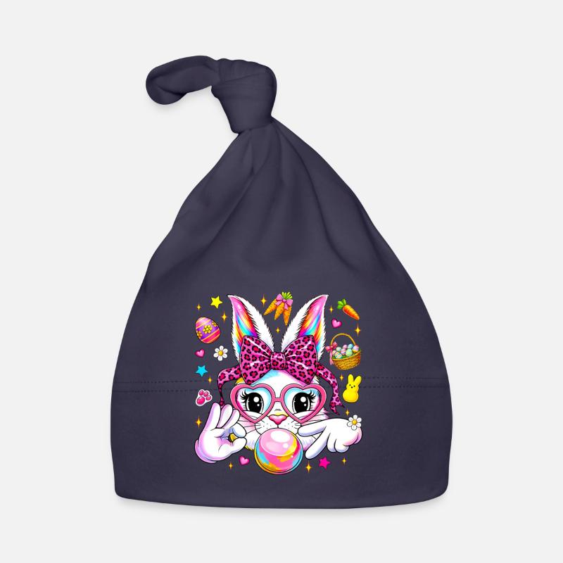 Cute bunny rabbit face leopard coquette bow six  Baby Bio-Mütze